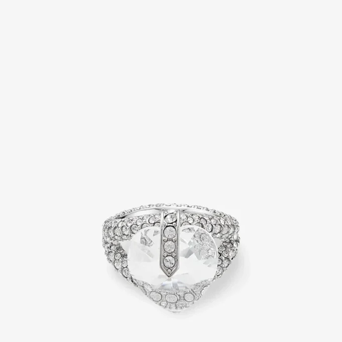 Heart Double Ring Silverfinish Heart Double Ring med kristaller Heart Double Ring Silverfinish Heart Double Ring med kristaller