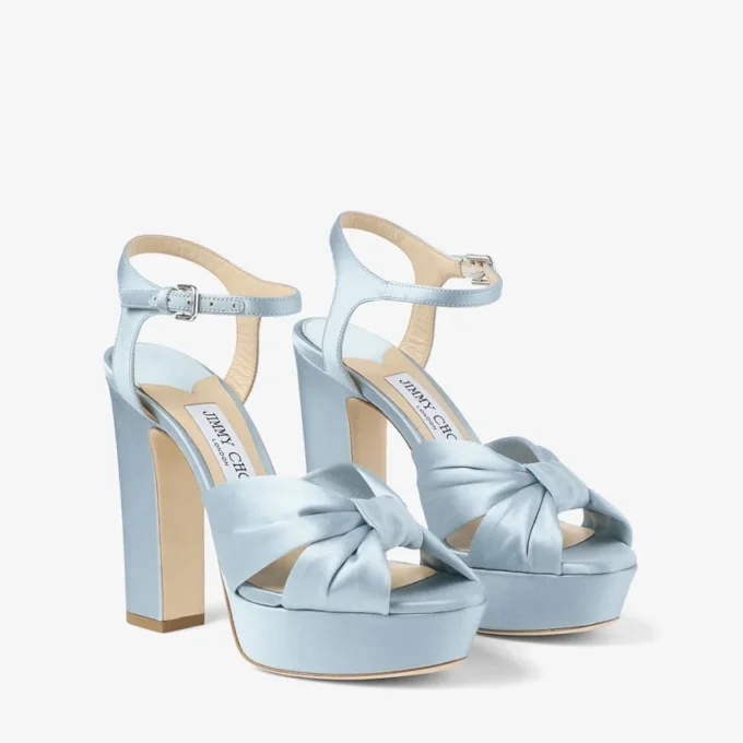 Heloise 120 isblå plattformssandaler i satin Heloise 120 isblå plattformssandaler i satin