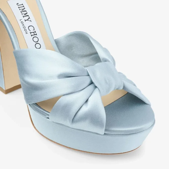 Heloise 120 isblå plattformssandaler i satin Heloise 120 isblå plattformssandaler i satin