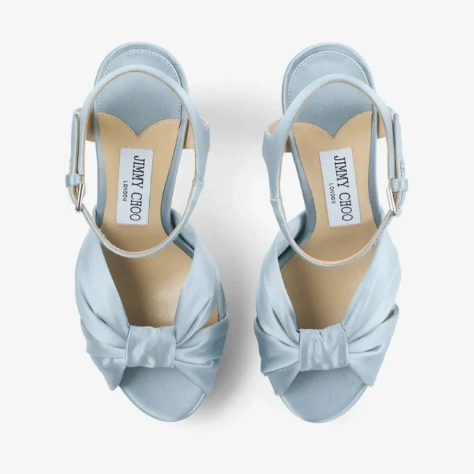 Heloise 120 isblå plattformssandaler i satin Heloise 120 isblå plattformssandaler i satin