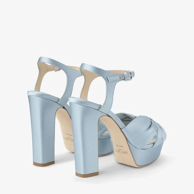 Heloise 120 isblå plattformssandaler i satin Heloise 120 isblå plattformssandaler i satin