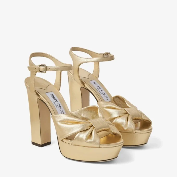 Heloise 120 sandaler med plattform i guldmetalliskt nappaläder Heloise 120 sandaler med plattform i guldmetalliskt nappaläder