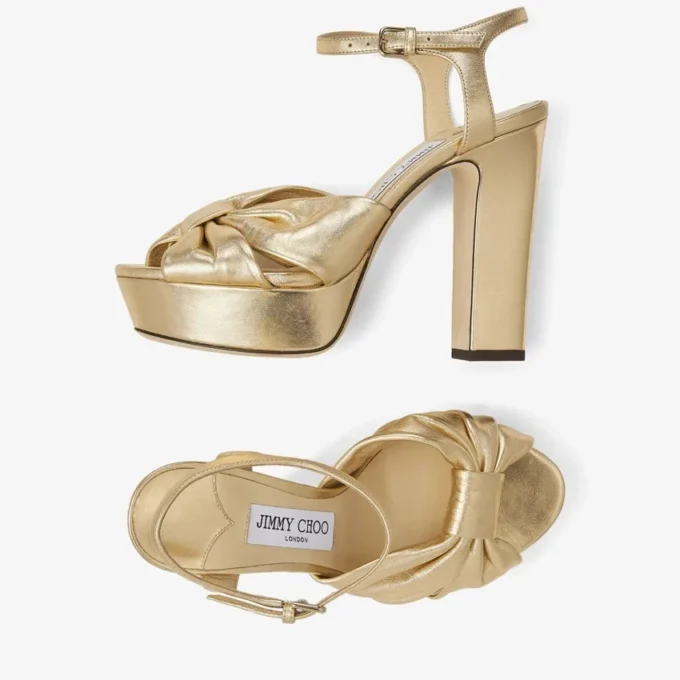 Heloise 120 sandaler med plattform i guldmetalliskt nappaläder Heloise 120 sandaler med plattform i guldmetalliskt nappaläder