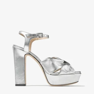 Heloise 120 silvermetalliskt nappaläderplattformsandaler