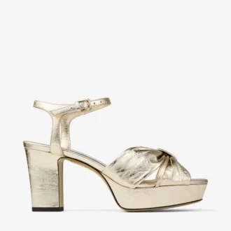 Heloise 80 Guld Vintage Metallic Läderplattformssandaler
