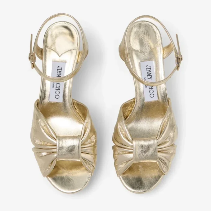 Heloise 80 Guld Vintage Metallic Läderplattformssandaler Heloise 80 Guld Vintage Metallic Läderplattformssandaler