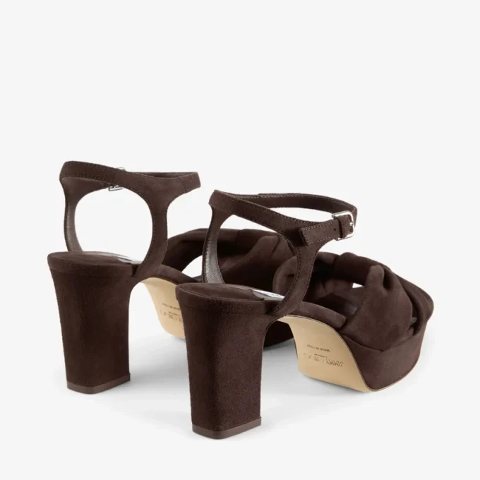 Heloise 80 plattformssandaler i chokladbrunt mocka Heloise 80 plattformssandaler i chokladbrunt mocka