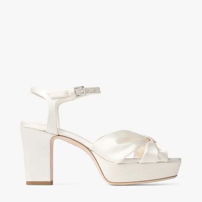 Heloise 80 sandaler i elfenbensfärgad satin Heloise 80 sandaler i elfenbensfärgad satin