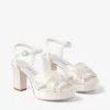 Heloise 80 sandaler i elfenbensfärgad satin Heloise 80 sandaler i elfenbensfärgad satin