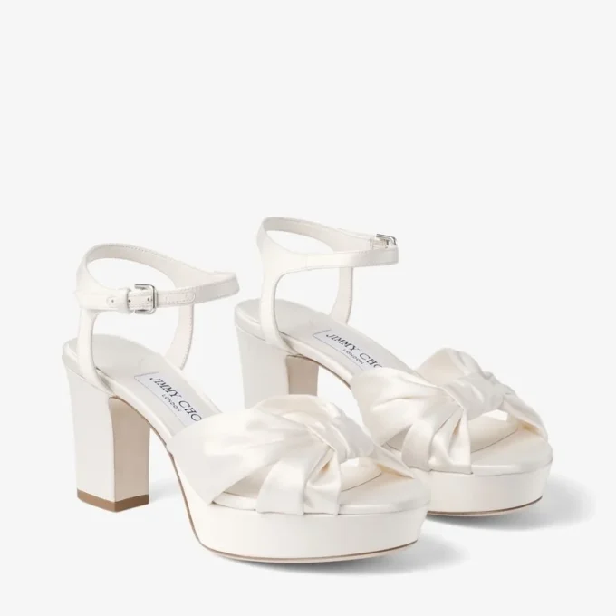 Heloise 80 sandaler i elfenbensfärgad satin Heloise 80 sandaler i elfenbensfärgad satin