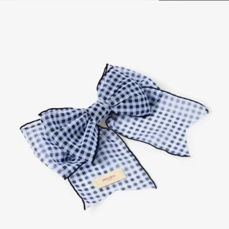 Hårspänne med rosett Hårspänne med rosett i marinblå mini-gingham-organza