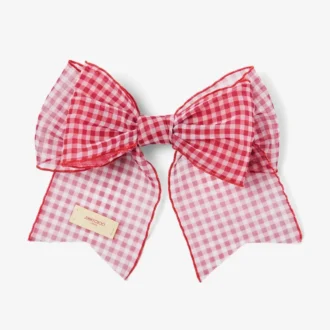 Hårspänne med rosett Ruby Red Mix Mini Gingham Organza hårspänne med rosett