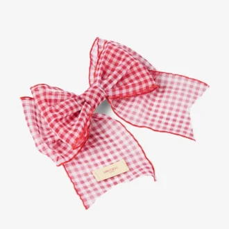 Hårspänne med rosett Ruby Red Mix Mini Gingham Organza hårspänne med rosett