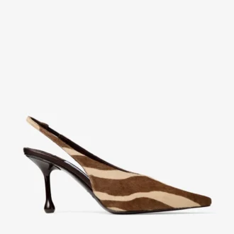 Isa 80 chokladbruna pumps i ponnyskinn med zebramönster
