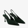 Isa 80 Slingbacks i brittiskt grönt mocka med prickiga klackar Isa 80 Slingbacks i brittiskt grönt mocka med prickiga klackar