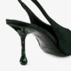 Isa 80 Slingbacks i brittiskt grönt mocka med prickiga klackar Isa 80 Slingbacks i brittiskt grönt mocka med prickiga klackar