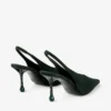 Isa 80 Slingbacks i brittiskt grönt mocka med prickiga klackar Isa 80 Slingbacks i brittiskt grönt mocka med prickiga klackar