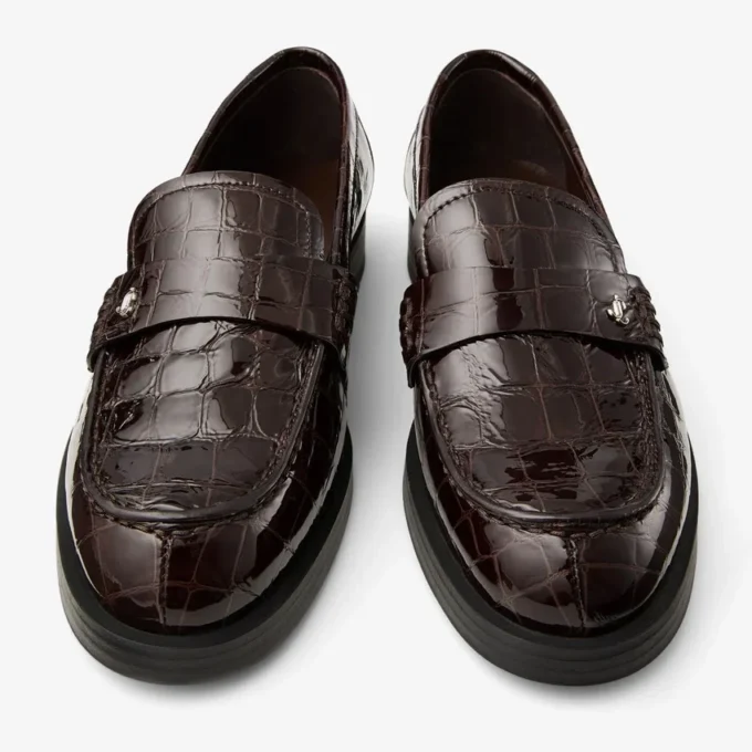 Ivy Loafer Sambuco Loafers i glansigt läder med krokodilprägling
