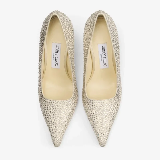 Ixia 95 Gula pumps i satin med strass Ixia 95 Gula pumps i satin med strass