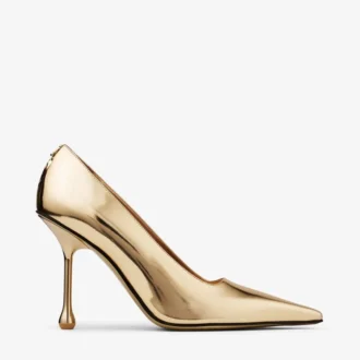 Ixia 95 guldfärgade pumps i flytande metall