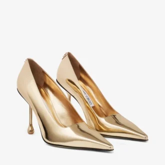 Ixia 95 guldfärgade pumps i flytande metall