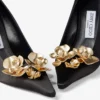 Ixia 95 svarta satinpumps med blommor