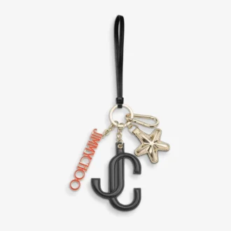 Jc Multi Charm Svart & orange kalvskinnsväskberlock med stjärnlogotyp Jc Multi Charm Svart & orange kalvskinnsväskberlock med stjärnlogotyp