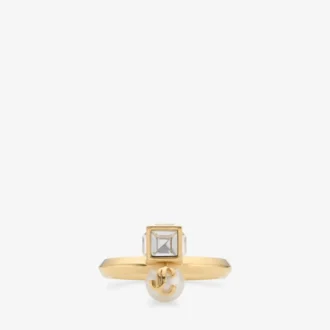 Jc Pearl Cube Ring Guldring med pärla och kristallkub Jc Pearl Cube Ring Guldring med pärla och kristallkub