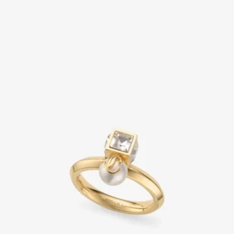 Jc Pearl Cube Ring Guldring med pärla och kristallkub Jc Pearl Cube Ring Guldring med pärla och kristallkub