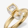 Jc Pearl Cube Ring Guldring med pärla och kristallkub Jc Pearl Cube Ring Guldring med pärla och kristallkub