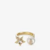Jc Star Pearl Ring Guldfärgad metallring med kristallstjärna och pärla