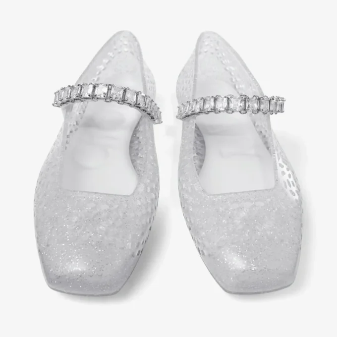 Jelly Clear Jelly-ballerinaskor med kristallprydnad Jelly Clear Jelly-ballerinaskor med kristallprydnad