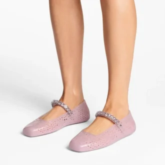 Jelly Cotton Candy Jelly-ballerinaskor med kristallprydnader