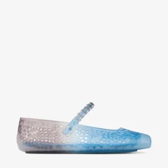 Jelly Denim Degradé Jelly Ballerina-ballerinaskor med kristallprydnader