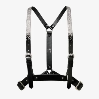 Jimmy Choo Noir Kei Ninomiya Crystals Harness Svart glänsande läderharness med kristallprydnad