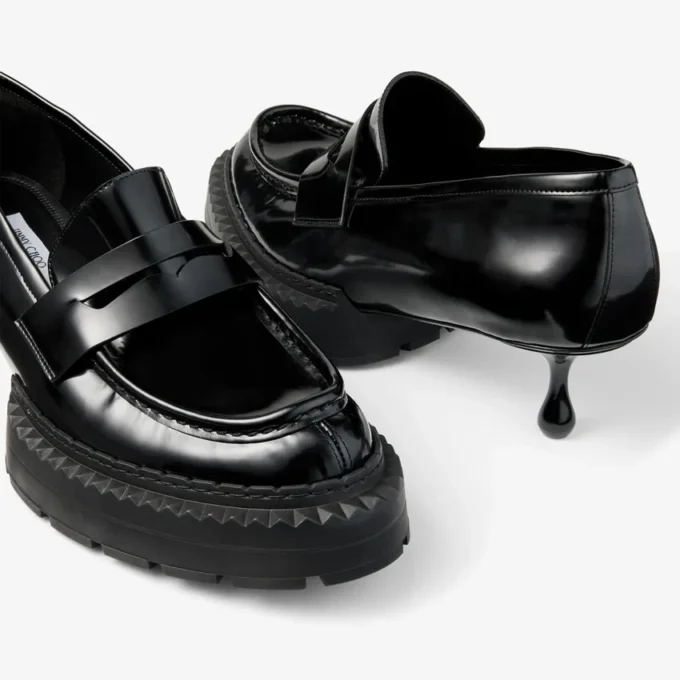 Jimmy Choo Noir Kei Ninomiya Maxi Loafer Svarta loafers i polerat kalvskinn Jimmy Choo Noir Kei Ninomiya Maxi Loafer Svarta loafers i polerat kalvskinn