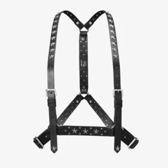 Jimmy Choo Noir Kei Ninomiya Single Star Harness Svart sel i slätt kalvskinn med metallprydnad i form av flera stjärnor
