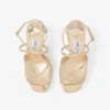 Karli Platform 125 Sandaler i guldillusion-kristallnät och läder i flytande metall Karli Platform 125 Sandaler i guldillusion-kristallnät och läder i flytande metall