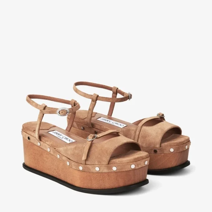 Kata 60 sandaler med kilklack i tofféfärgat sammet Kata 60 sandaler med kilklack i tofféfärgat sammet
