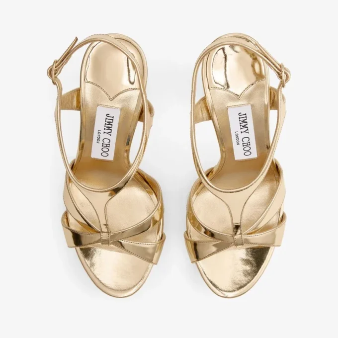 Kesia 120 Sandaler i guldfärgat läder med flytande metalleffekt Kesia 120 Sandaler i guldfärgat läder med flytande metalleffekt
