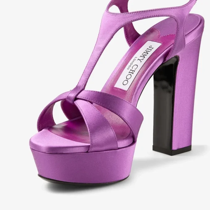 Kesia 120 sandaler i violett orkidé-satin Kesia 120 sandaler i violett orkidé-satin