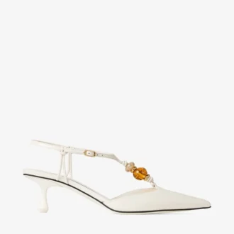 Lauri 50 Latte Mix Nappa-läder Slingbacks med pärlor