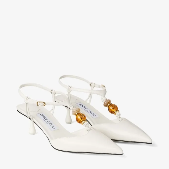 Lauri 50 Latte Mix Nappa-läder Slingbacks med pärlor Lauri 50 Latte Mix Nappa-läder Slingbacks med pärlor
