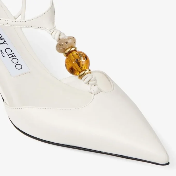 Lauri 50 Latte Mix Nappa-läder Slingbacks med pärlor Lauri 50 Latte Mix Nappa-läder Slingbacks med pärlor