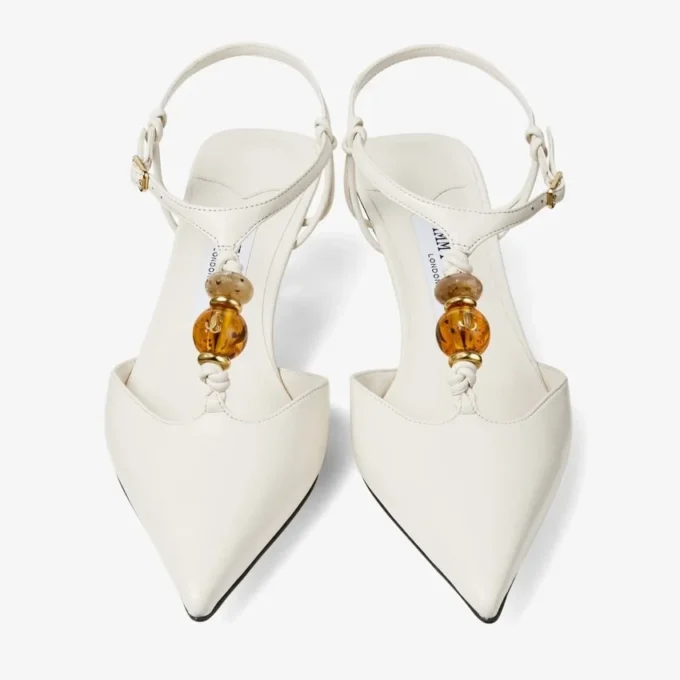Lauri 50 Latte Mix Nappa-läder Slingbacks med pärlor Lauri 50 Latte Mix Nappa-läder Slingbacks med pärlor