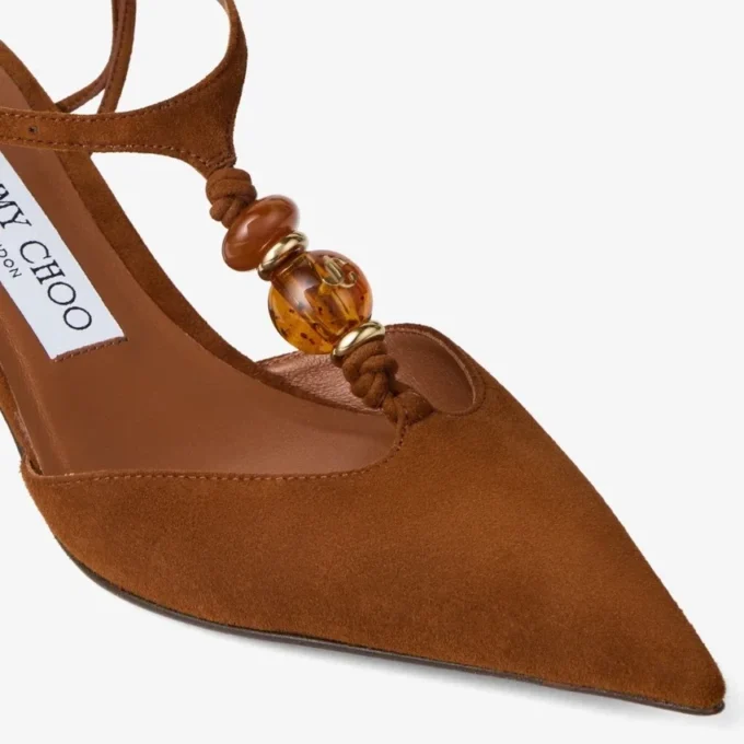 Lauri 50 Slingbacks i tanfärgat mocka med pärlor Lauri 50 Slingbacks i tanfärgat mocka med pärlor