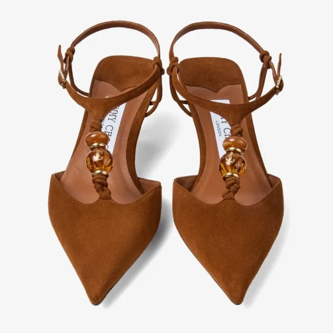 Lauri 50 Slingbacks i tanfärgat mocka med pärlor Lauri 50 Slingbacks i tanfärgat mocka med pärlor