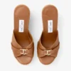 Leda Wedge 100 Tan Nappa Leather Mule Wedge