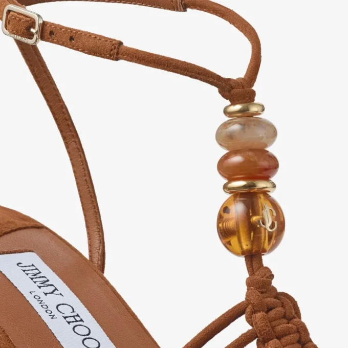 Lemi Wedge 100 Tan Mix mockasandaler med pärlor Lemi Wedge 100 Tan Mix mockasandaler med pärlor