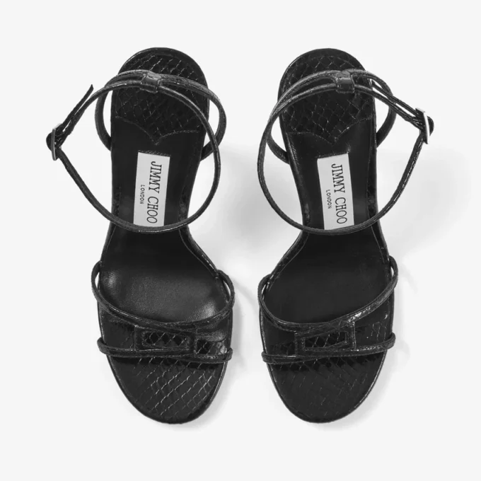 Leo 100 svarta sandaler i Candy Wrap-läder